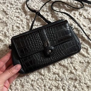 Brighton Black Leather crossbody wallet